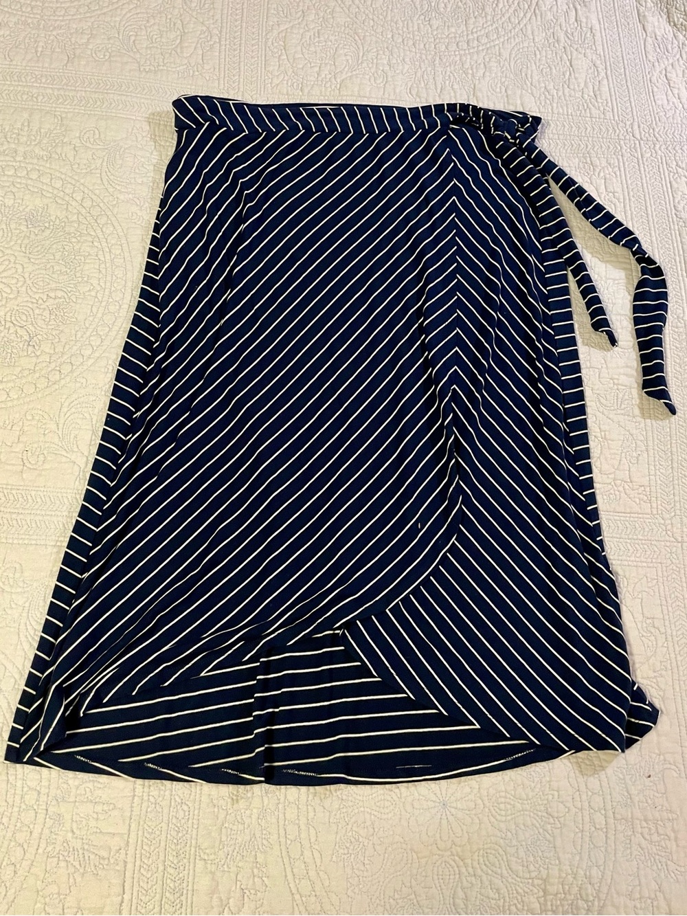 Women’s Navy Blue Striped Wrap Skirt